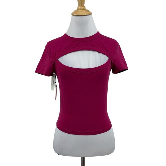 TNA Shirt Womens S Small Fuchsia Chill Costa Cutout Cropped Short Sleeve Artizia - Picture 1 of 13